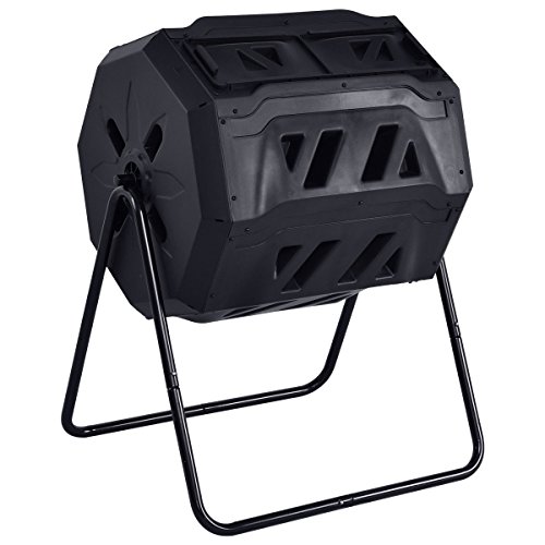 Compost Tumbler 42-Gallon Garden Waste Bin Grass Food Trash Barrel Fertilizer - Thumbnail 2