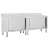 vidaXL-2x-Mesas-de-Trabajo-Puertas-Correderas-Armario-Almacenamiento-Equipamiento-Cocina-Comedor-Hosteleria-Profesional