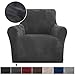 RHF Chair Slipcover,Jacquard Stretch Chair Cover,Chair Slip Cover for Leather Couch-Polyester Spandex Slipcovers for Chairs (Dark Grey-Chair)