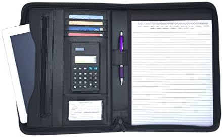 Executive Padfolio With Built in 8.5 by 11 Notepad and Calculator: Holds Business Cards, Interview Resume,Checks with NOTEPAD (Original Black)