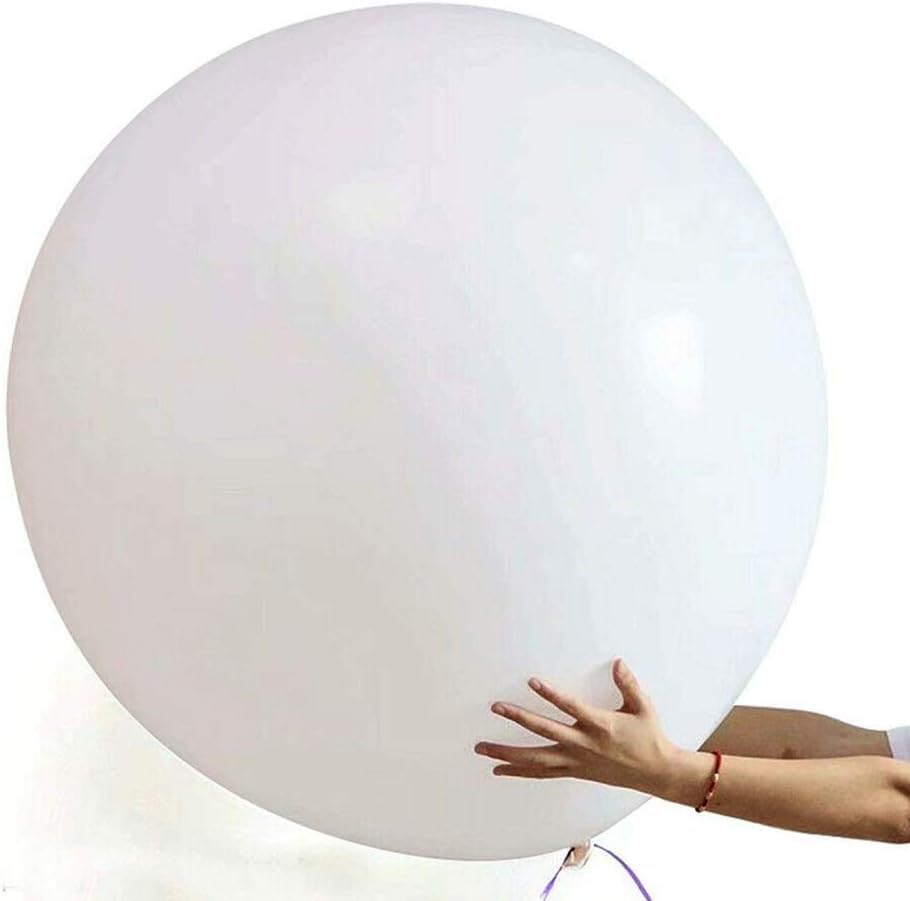 6 Pack 36 Inch White Giant Big Extra Large Huge Jumbo Latex Balloons Colourful Luftballons Round Birthday Balloon Ballons Ballon Baloons Baby Shower for Kids Party Decorations Wedding Outdoor