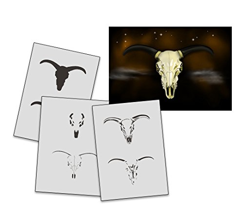 UMR-Design AS-245 Ox Skull Airbrushstencil Step by Step Size S