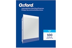 Oxford Sheet Protectors, 100-Pack, Letter Size 8.5" x 11", Non-Glare Matte Sleeves for Paper, Top-Loading Page Protectors, 3-