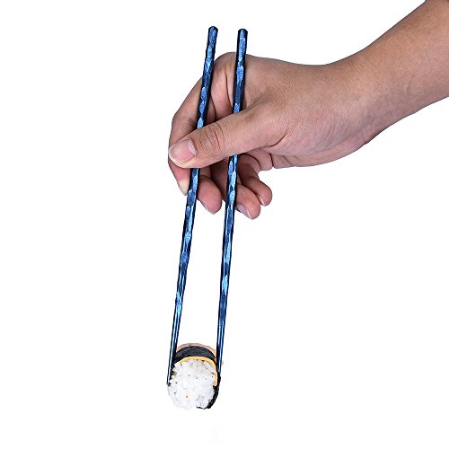 Kizer Titanium Chopsticks for Outdoor Camping Picnic Hiking, Handmade Chopsticks 8.58 Inches Easy to Hold, Kizer Blue T309A2