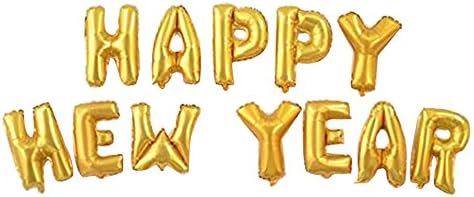 Lovely queen 16inch Letter Foil Balloon Party Foil Ballons Birthday Wedding Celabrate Decor Air Balloons Event Party (happy new year, Gold)