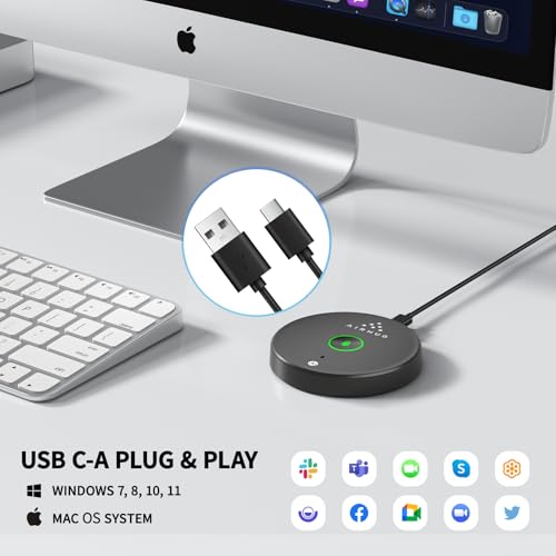 AIRHUG USB Microphone No Speaker, Desktop Computer Mic, Mute Button with LED Indicator,AI Noise Reduction,Plug & Play Omnidirectional Condenser PC Laptop Mics,for Online Calls/Class/Recording Video