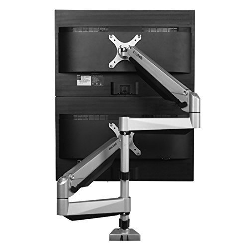 Loctek D7SD Dual LCD Adjustable Monitor Stand, Dual Stacking Arm, Desk Clamp/Grommet Base Use 2 Lcds, Holds up to 27″ LCD Monitors