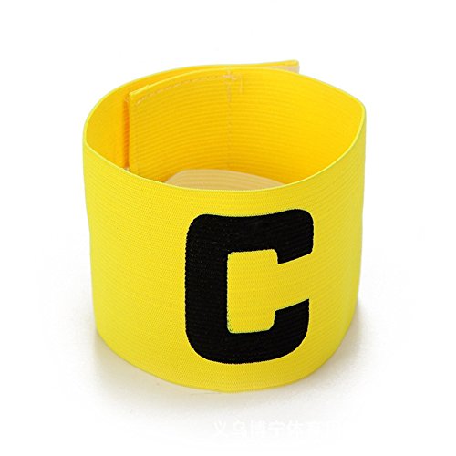 Football Soccer Elastic Captain Armband Basketball Adjustable Player Bands For Adults (Yellow)