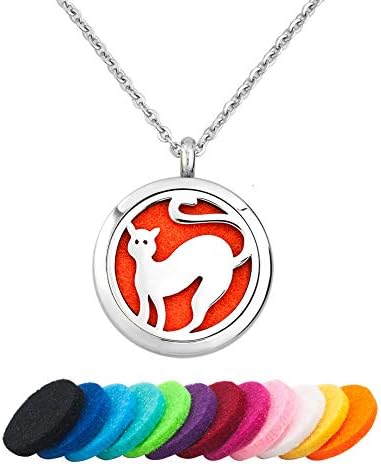 JewelryJo Cat Dog Pet Paw Print Love Heart Aromatherapy Essential Oil Diffuser Necklace Perfume Locket Pendants