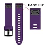 Wearable4U 20mm Garmin Fenix 5S / Fenix 5S Sapphire Quick Release Easy Fit Silicone Replacement Watch Band (Black Buckle/Purple)