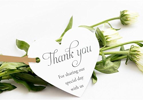 50pcs"Thank you for sharing our special day" Heart Shape Favours Gift Luggage Tags With Gold Ribbon. Perfect for Wedding, Birthday, Party, Baby Shower and Gifts. – HGLD