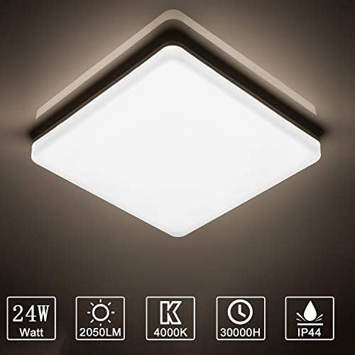 yafido plafon led 24w lampara led de techo moderno blanco natural 4000k luz de techo cuadrado delgada 2050lm impermeable ip44 para sala de estar
