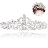 Aaskuu Crystal Tiara Crown Headband, Silver Elegant Princess Tiaras and Queen Crowns for Women Girls Bridal Wedding Prom Birthday Party