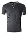 FLATSEVEN Men's Casual Short Sleeve Henley Shirt with Button