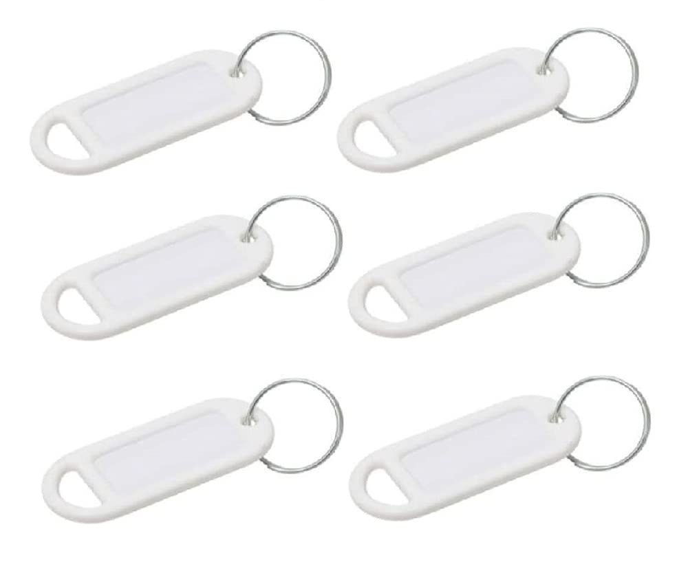 Merriway BH02565 (20 Pcs) White Key Ring Luggage Tags with Labels - Pack of 20 Pieces
