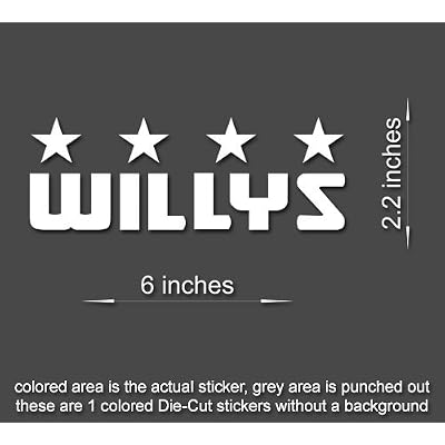 4 x Willys Stars Wrangler Jeep stickers hood fender TJ JK CJ YJ rubicon Style 3 Ocean Blue