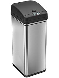 iTouchless 13 Gallon Automatic Kitchen Trash Can, With Deodorizer, 49 Liter Stainless Steel Sensor Trash Can, AC Adapter not included, Touchless Trash Can