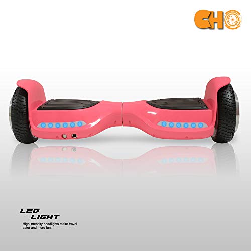 CHO 6.5" inch Wheels Electric Smart Self Balancing Scooter Hoverboard with Bluetooth Speaker LED Light - UL2272 Certified (Pink)