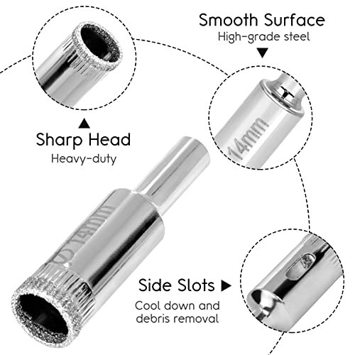 JOHOUSE Diamond Drill Bits, 6PCS Hole Saw Kit Hole Drill Bits for Granite Stone Glass Porcelain Marble
