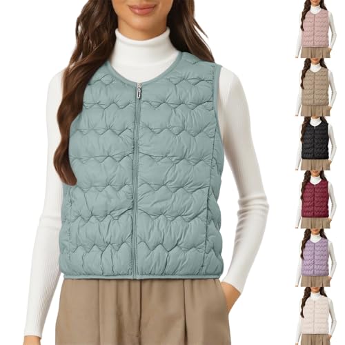Fleece Gilet Women Sleeveless Short Fleece Jacket Winter Warm Quilted Gilets Casual V-Neck Puffer Vest Down Gilet Ladies Thermal Vest Lightweight Thermal Badywarmer Ladies Body Warmers