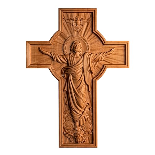 Photo 1 of BGCOPPER Jesus Crucifix Wall Cross Handmade Wooden Cross for Wall Decor for Home Room Christmas Gift
