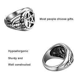 Pentagram Pentacle Signet Ring for Men - Demon
