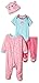 Gerber Baby 4 Piece Sleep 'n Play, Onesies, Footed Pant and Cap Set, leopard, 0-3 Months