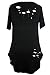 Sidefeel Women Crisscross Front V Neck T-Shirt Destroyed Baggy Blouse X-Large Black