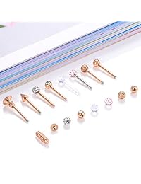 Ocptiy 14 piezas   16 piezas Piercing para la lengua de acero inoxidable pezón, piercing de barra de pezón, joyería de circonita cúbica calibre 14, acero inoxidable, Ocptiy-0277