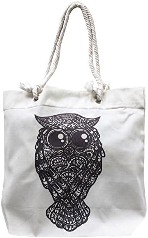 Bohemian Owl Canvas Tote, Reusable Grocery Bag, Eco Handbag Bookbag Art Purse