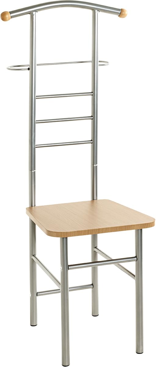 HAKU Men'S Valet Alu, Beech, Mdf, Metal - Dim.: W 46 cm X H 119 cm X D 50 cm, Style: Modern