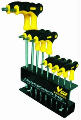 Vigor 38937-10 Set of 9 CRV Tork Screwdrivers with T-Grip Handle