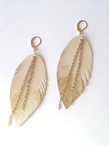 Feather Earrings Dangle earrings Leather earrings