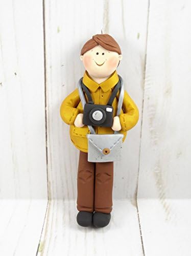 Male Photographer Christmas Ornament Handmade Polymer Clay