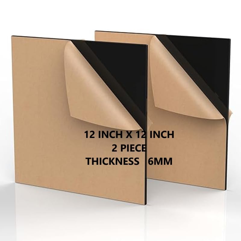 Perspex Clear Cast Acrylic Plastic Sheet (1 ft x1 ft) 12 inch x 12 inch 305 mm X 305 mm 1/4 Thick 5MM 6 MM for Signs DIY Display Projects, Craft (2 -PACK)