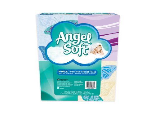 Angel Soft Facial Tissue, 4-Boxes, White, 75ct. each (Packaging May Vary)