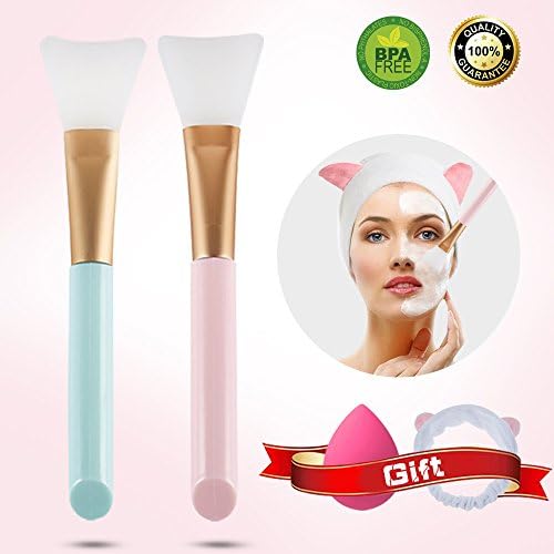 Face Mask Brush - 2 pcs silicone face mask brush - Mask face Beauty Tool,soft Silicone facial brush and shower headband, makeup sponge for Applying Facial mask, Eye Mask, Peel, Serum or DIY Needs
