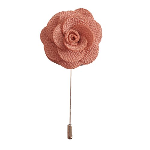 Sunny Home Men's Lapel Flower Stick Brooch Pin Boutonniere Pin for Suit Tuxedo Corsage (3.74in, Pink)