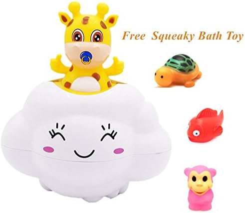 YOOMUN Bathtub Toy Rain Cloud Bath Toy - Cloudy Brush,Cute Yellow Deer Bath Toy for Toddler/Baby/Kids- Educational Bathtub Toy for Girls &amp; Boys! Included Free Gift