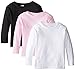 Clementine Little Girls' Toddler Long Sleeve Basic T-Shirt Three-Pack,White/Black/Pink,3T