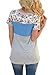 HOTAPEI Women Casual Floral Print Short Sleeve Colorblock Shirts Blouse Tops Royal Blue XL