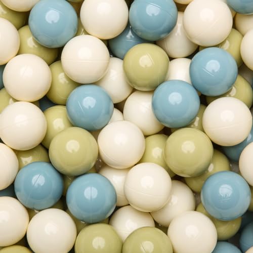 GOGOSO Ball Pit Balls for Toddler, Baby Plastic Playballs Kids Soft Pastel Pelotas Non-Toxic BPA-Free,Cream Blue+Green+White,100 Balls