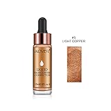 Aliver Liquid Highlighter Makeup Glow Face Contour Bronze Make Up, Waterproof Glitter Brighten Shimmer Highlighter (#6 LIGHT COPPER)