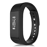 LENDOO I5 Plus Smart Bracelet Step Pedometer IP65 Waterproof Fitness Tracker Touch Screen Sports Wristband Bluetooth 4.0 Tracking Calorie Health Sleep Monitor for Android IOS Phones (black)