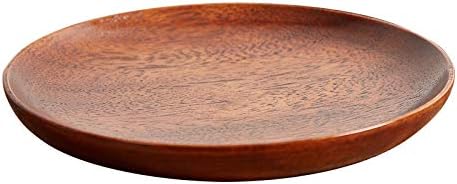 Weyoo Round Wood Dish,Plate Acacia Wooden For Japanese Food Dish,Sweets Fruit Dessert Coffee Dish, Round Wood Dinner Tableware Plates, Tray for Home Decoration