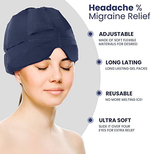 Gel Ice Headache & Migraine Relief Hat Wearable Flexible Headband Ice