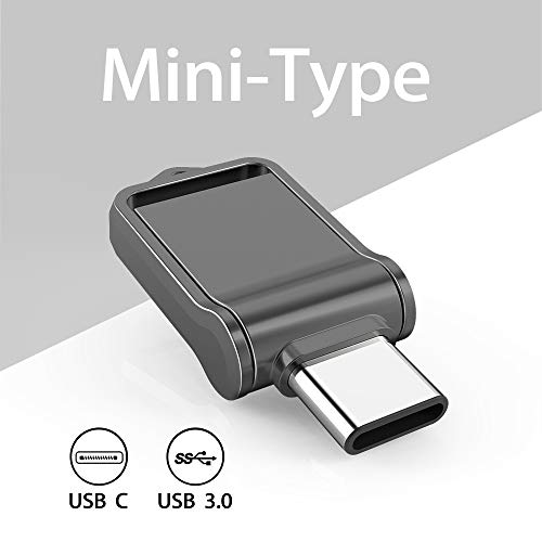 KEXIN 32GB Type C USB Flash Drive 3.0 Metal Dual Drive Pocket-Size OTG Memory Stick for Type-C Android Smartphones Tablets, New MacBook, Samsung Galaxy S8, S8 Plus, Note 8, Black