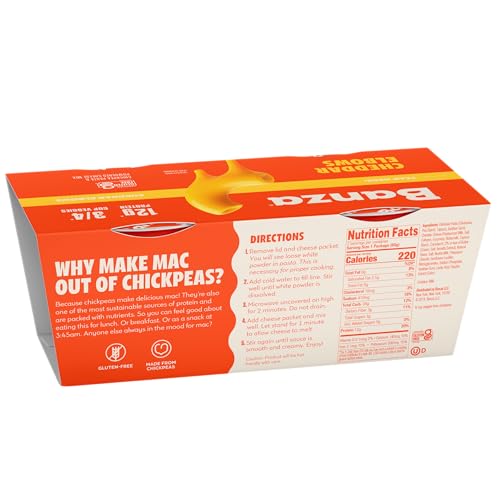 BANZA MICROWAVE MAC AND CHEESE CUPS – ELBOWS & CLASSIC CHEDDAR CHEESE – HIGH PROTEIN, GLUTEN FREE, CONVENIENT AND KID FRIENDLY MAC AND CHEESE CUPS 4.2OZ
