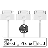 TT&C iPhone 4/4s 3-Pack 30-Pin USB Sync and Charging Data Cable for iPhone 4/4S, iPhone 3G/3GS, iPad 1/2/3, and iPod (3-FEET)