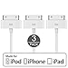 TT&C iPhone 4/4s 3-Pack 30-Pin USB Sync and Charging Data Cable for iPhone 4/4S, iPhone 3G/3GS, iPad 1/2/3, and iPod (3-FEET)